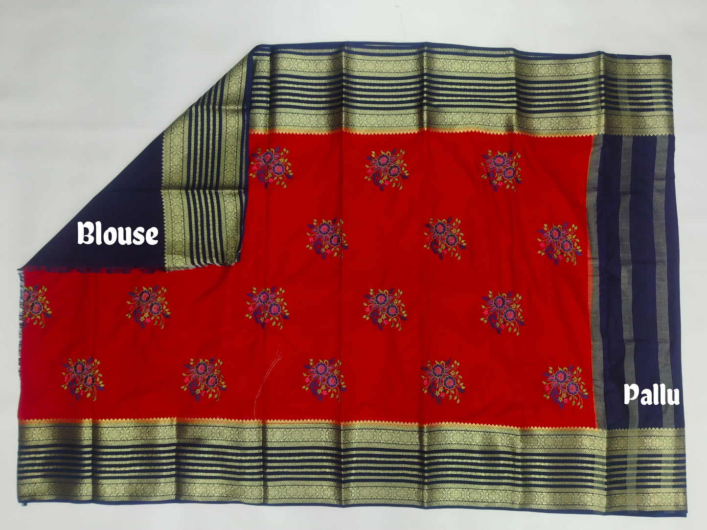 Semi Mysore Silk Crepe Saree with Elegant Embroidery & Zari Border | With Blouse | Veena Silk