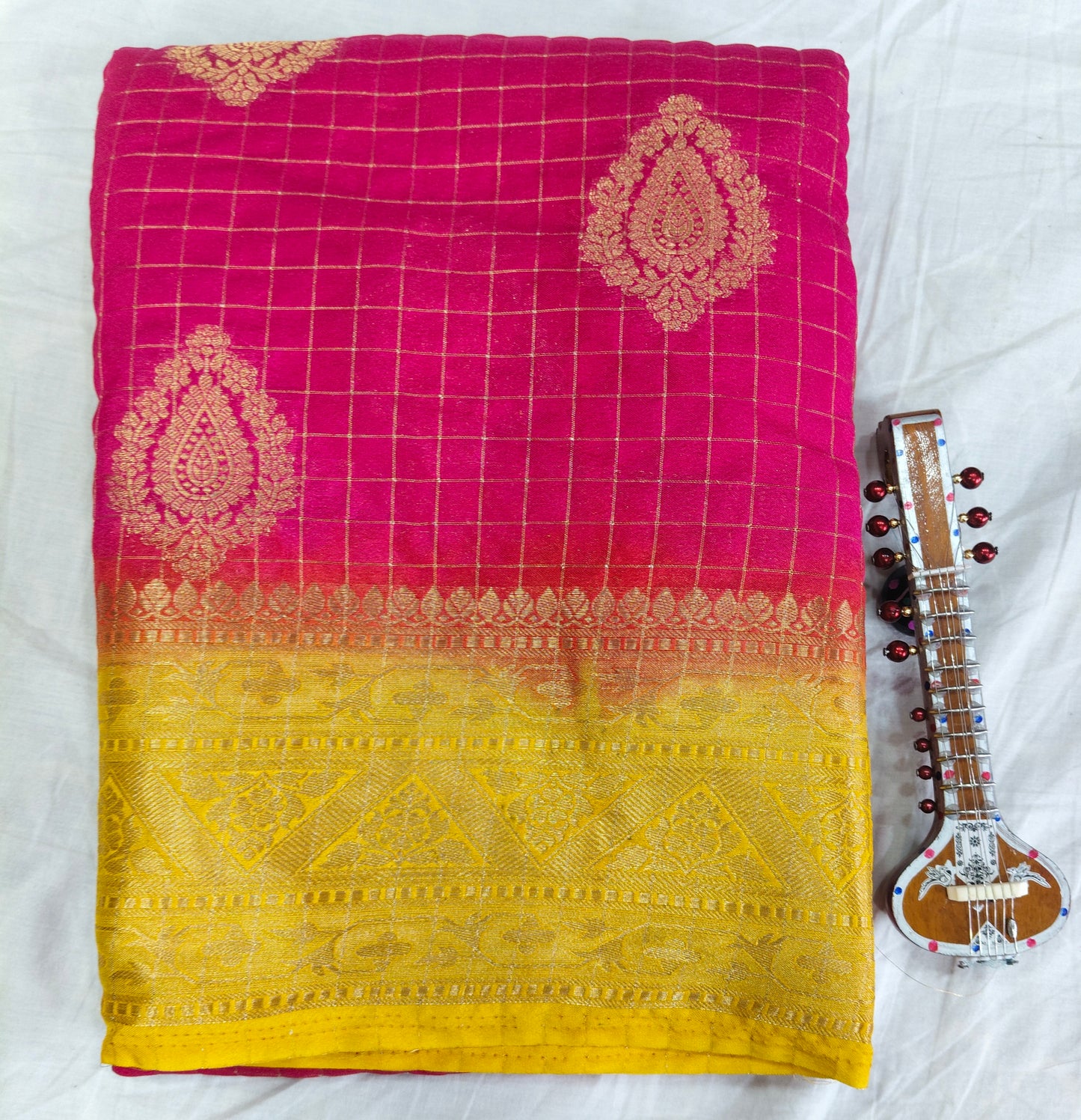 Semi Silk Crepe Saree with Elegant Zari Border | Festival Wear | Veena Silk