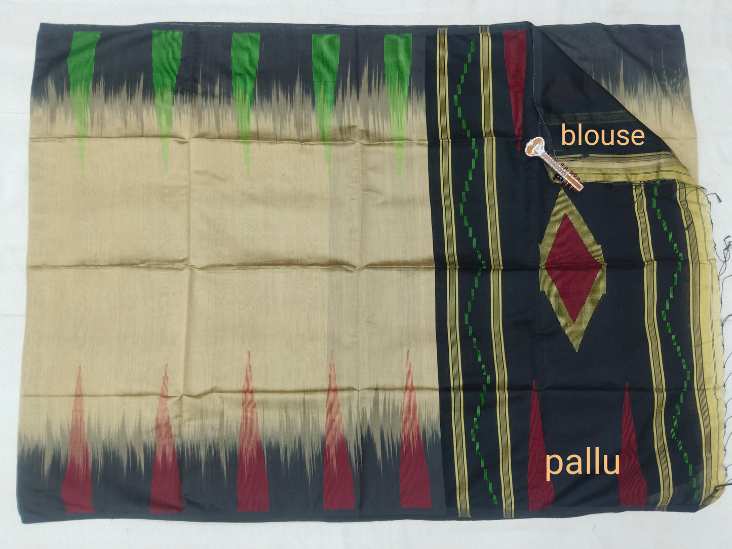 Hand Loom Silk Cotton Saree with Contrast Border - Elegant Office & Daily Wear-veena silk