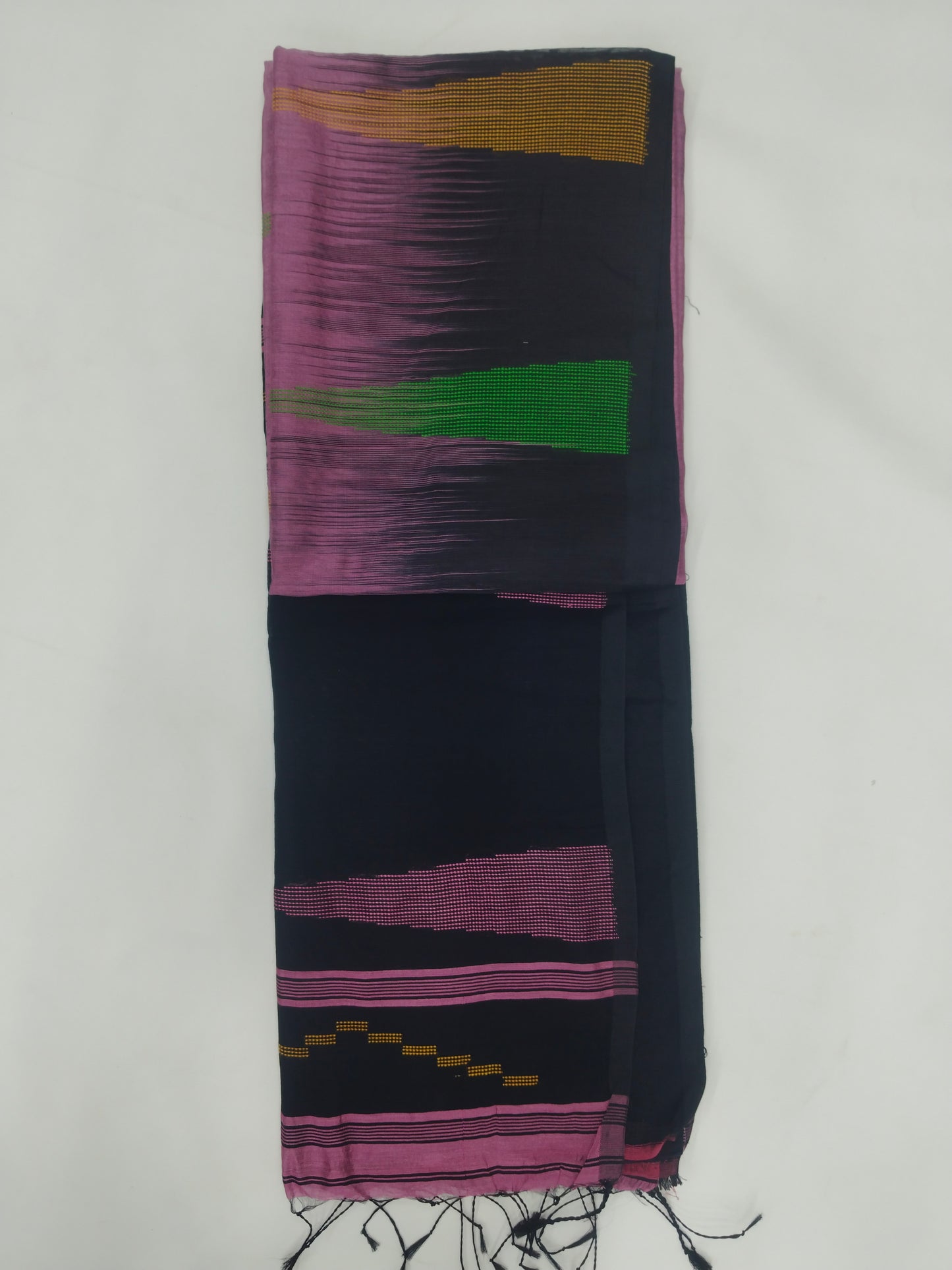 Hand Loom Silk Cotton Saree with Contrast Border - Elegant Office & Daily Wear-veena silk