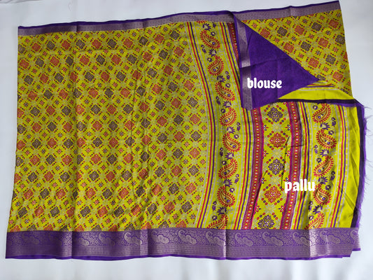 Fancy Saree with Contrast Blouse and Border - Elegant Mercerized Cotton Saree-veena silk