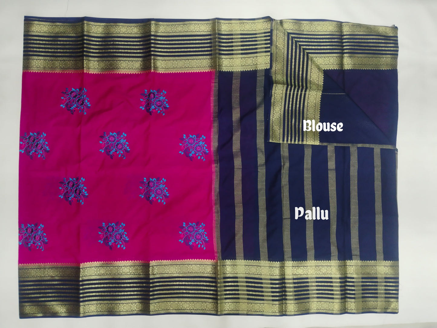 Semi Mysore Silk Crepe Saree with Elegant Embroidery & Zari Border | With Blouse | Veena Silk
