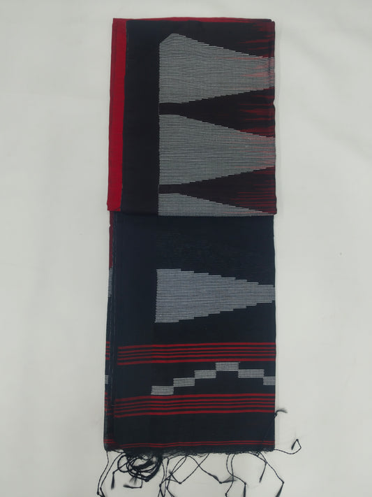 Hand Loom Silk Cotton Saree with Contrast Border - Elegant Office & Daily Wear-veena silk