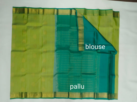 Pure Kanchipuram Silk Saree with Gold Leaf Motifs & Zari Border - Festive Elegance-veena silk