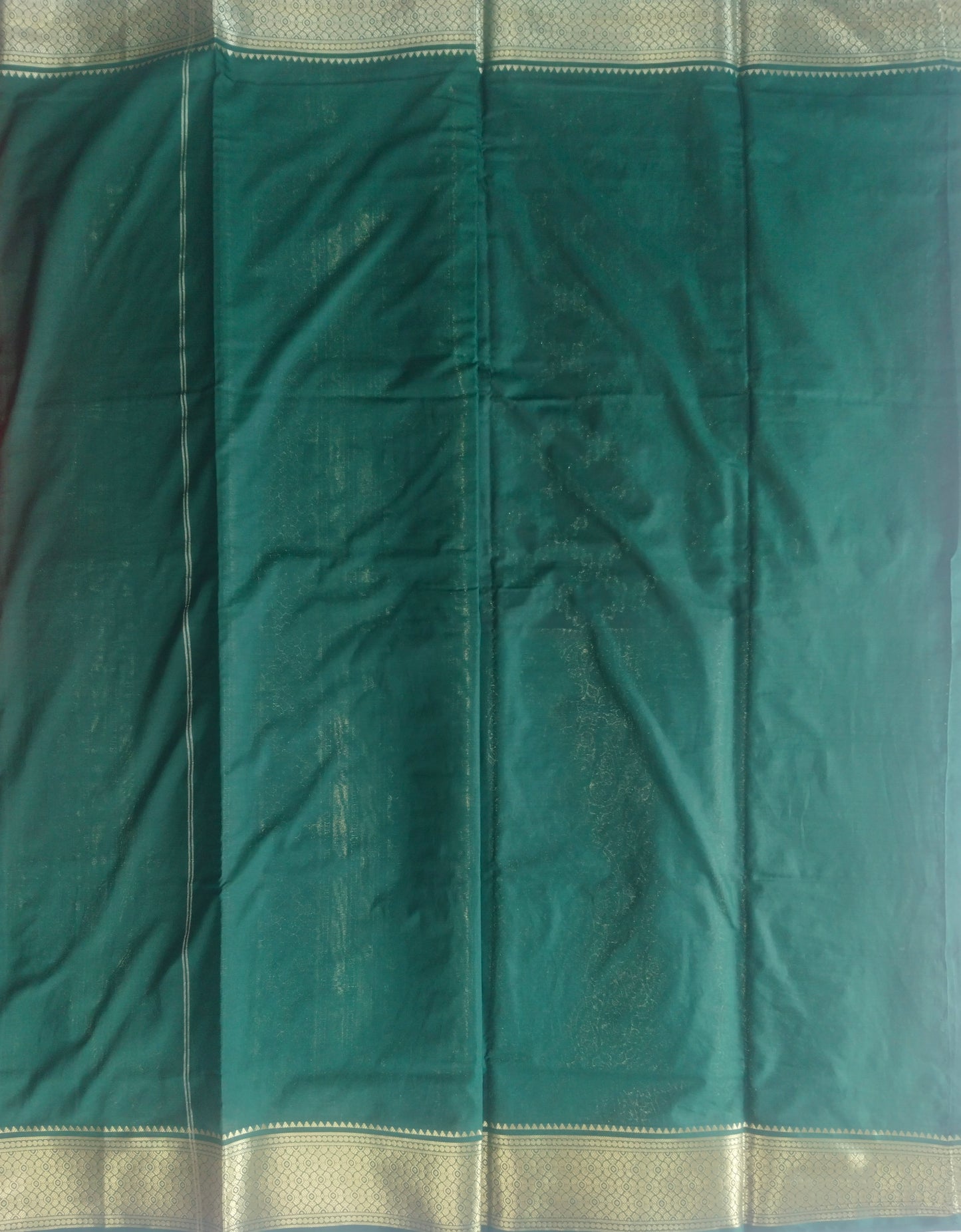 Semi Mysore Silk Crepe Saree with Long Broked Gold Zari Border & Rich Pallu-veena silk