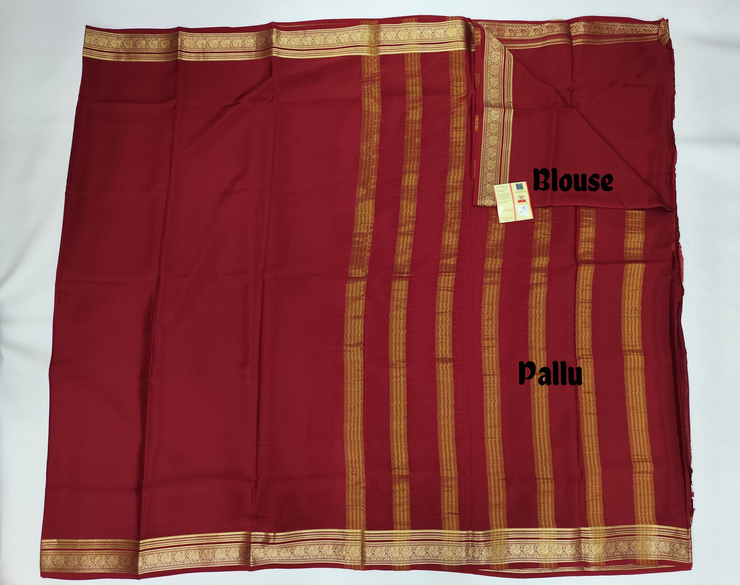 Pure Mysore Crepe Silk Saree with Elegant Zari Border – Veena Silk
