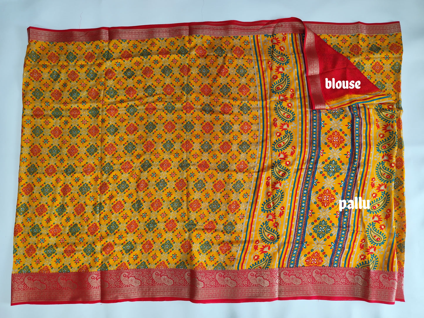 Fancy Saree with Contrast Blouse and Border - Elegant Mercerized Cotton Saree-veena silk