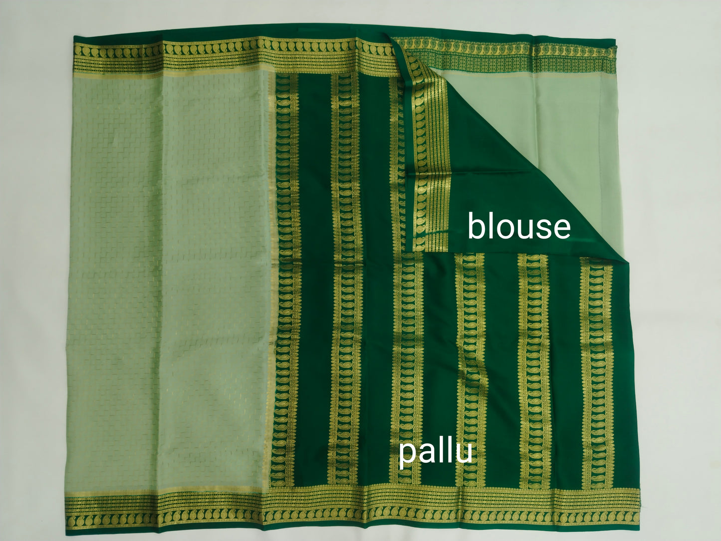 Pure Mysore Silk Crepe Saree with Zig Zag Design & Gold Zari Border | Veena Silk