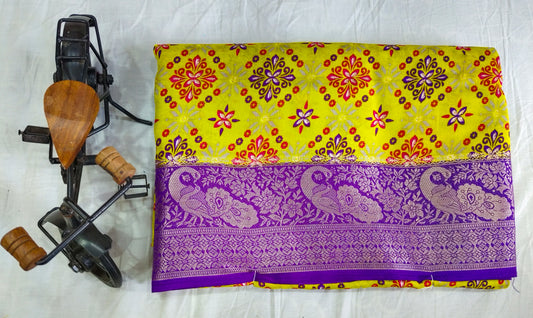 Fancy Saree with Contrast Blouse and Border - Elegant Mercerized Cotton Saree-veena silk