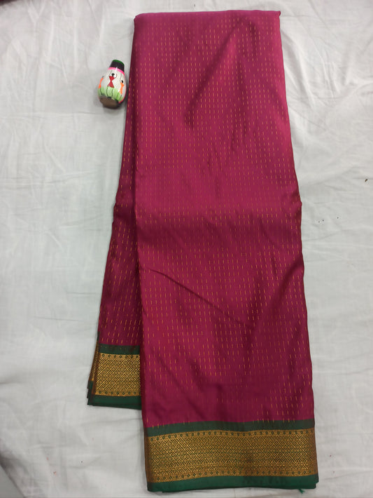 Semi Silk Saree with Contrast Blouse & Subtle Small Border | Festival Wear | Veena Silk