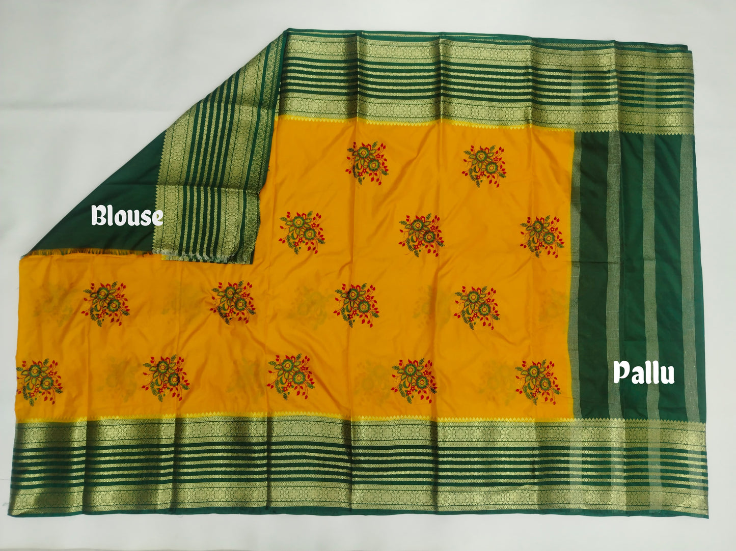 Semi Mysore Silk Crepe Saree with Elegant Embroidery & Zari Border | With Blouse | Veena Silk