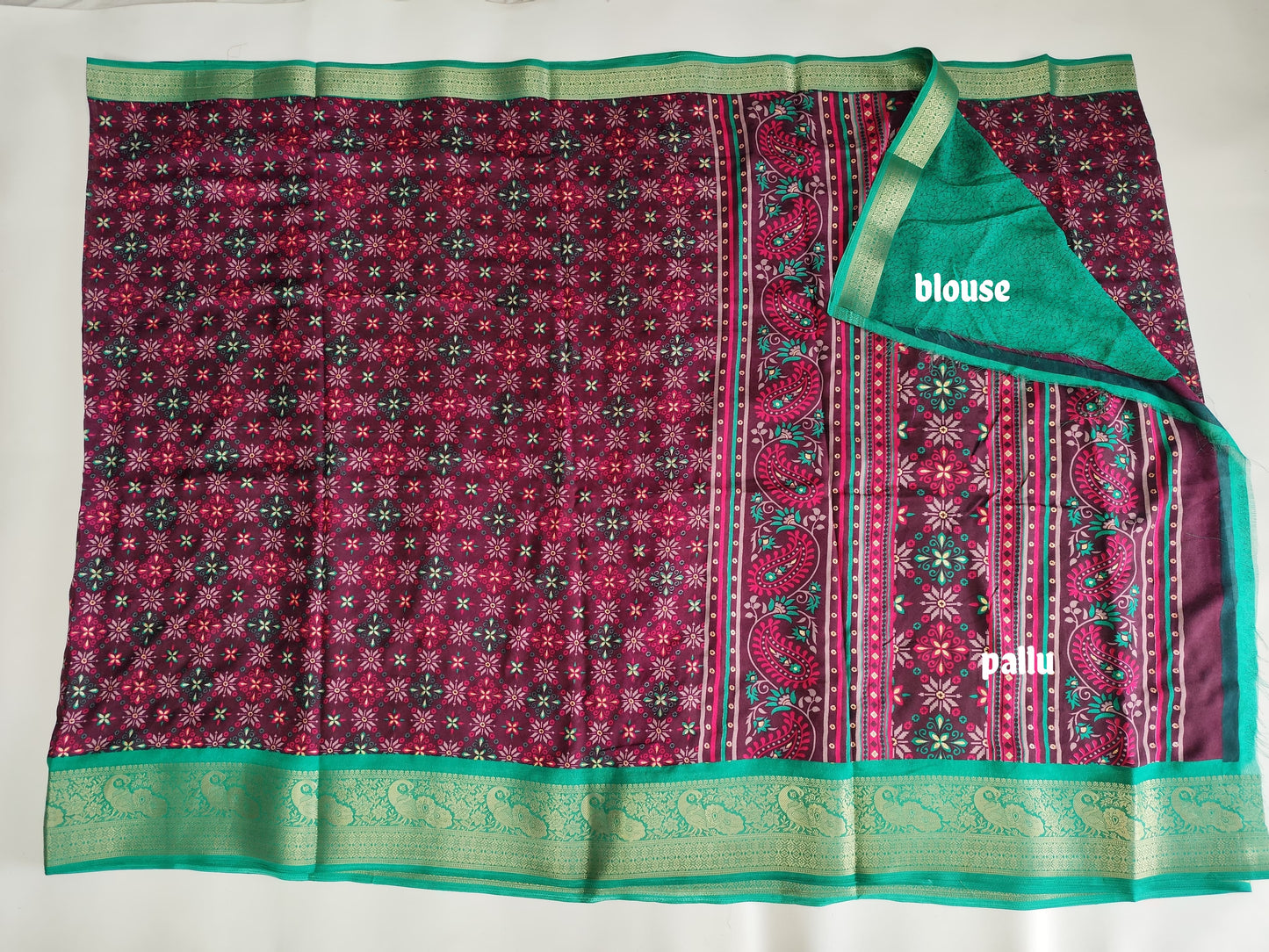 Fancy Saree with Contrast Blouse and Border - Elegant Mercerized Cotton Saree-veena silk