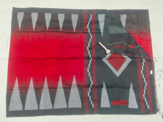 Hand Loom Silk Cotton Saree with Contrast Border - Elegant Office & Daily Wear-veena silk