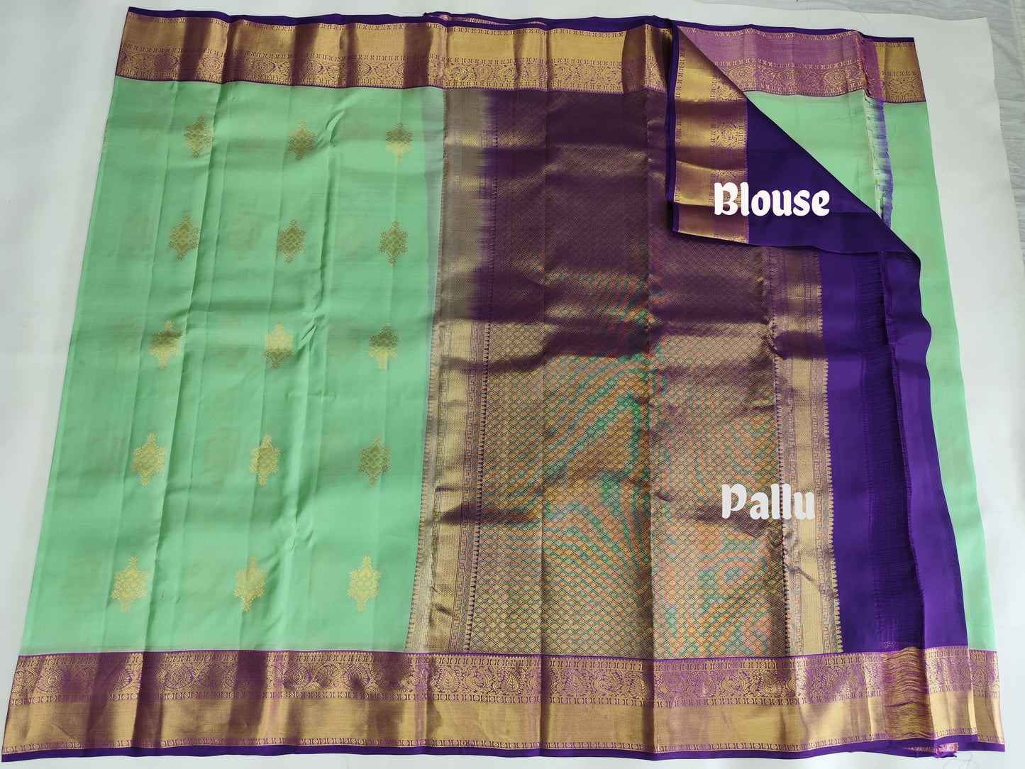 Kanchipuram 80% Silk Mix Saree with Gold Zari Border - Festive Elegance-veena silk