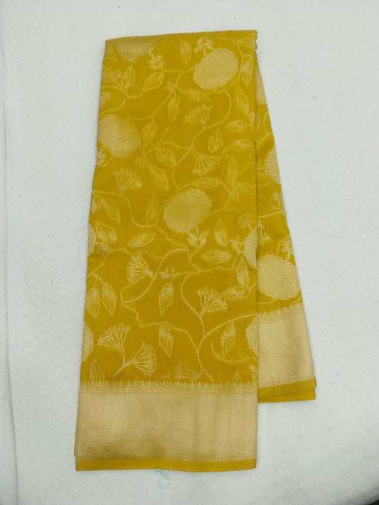 Georget Saree with Contrast Blouse - Vibrant Balli Design for Festive & Daily Wear-veena silk