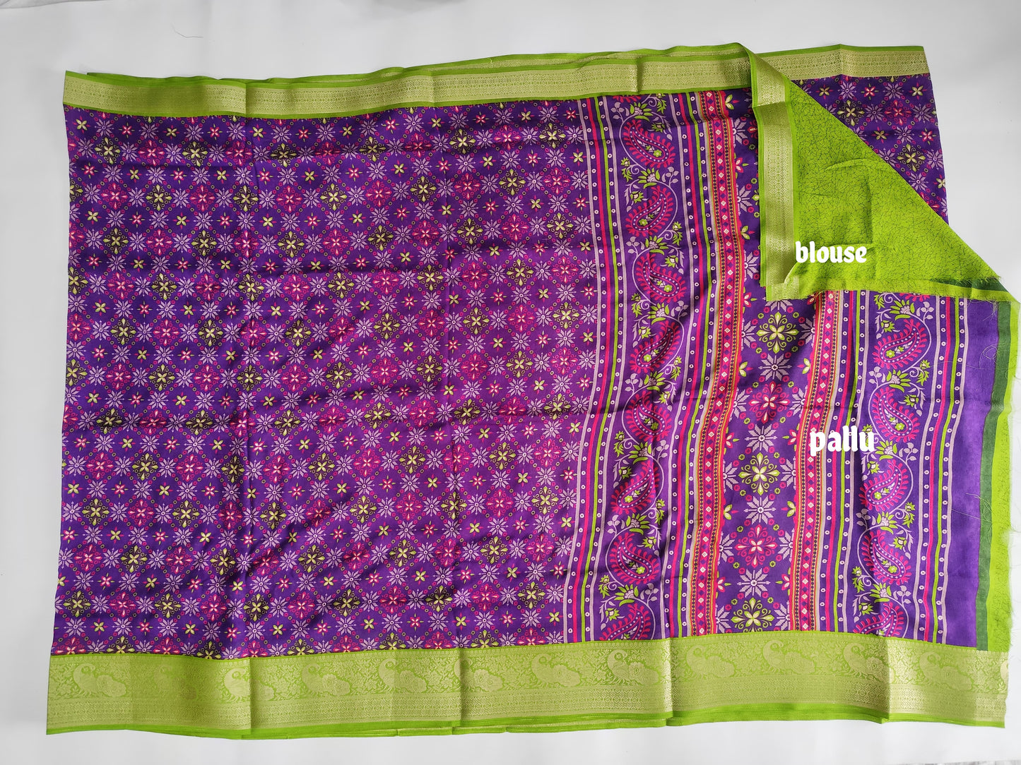 Fancy Saree with Contrast Blouse and Border - Elegant Mercerized Cotton Saree-veena silk