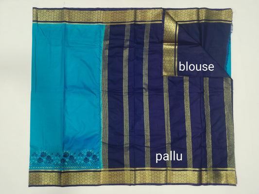 Semi Mysore Crepe Silk Saree with Elegant Cut Work Border | Blouse Included | Veena Silk