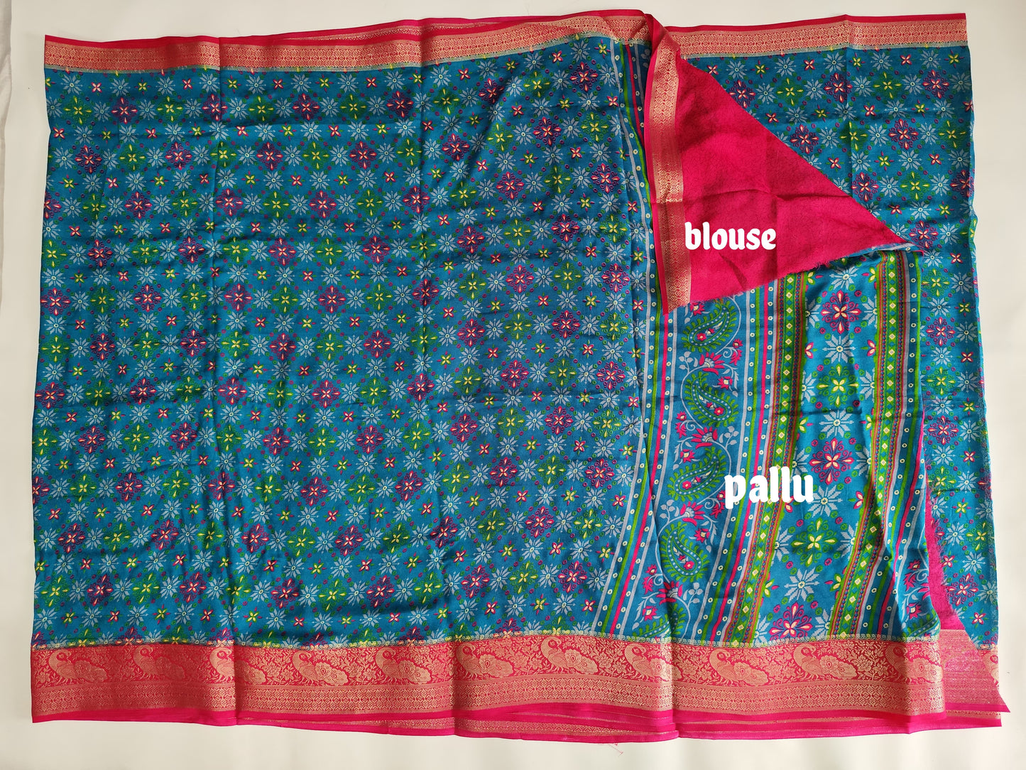 Fancy Saree with Contrast Blouse and Border - Elegant Mercerized Cotton Saree-veena silk