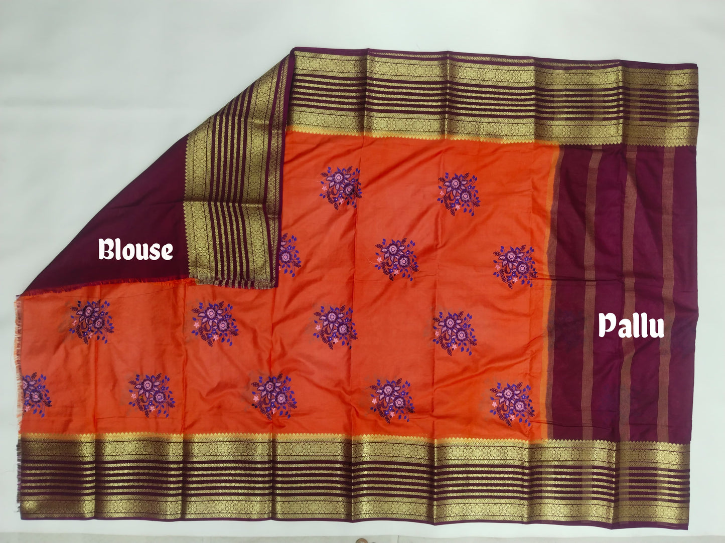 Semi Mysore Silk Crepe Saree with Elegant Embroidery & Zari Border | With Blouse | Veena Silk