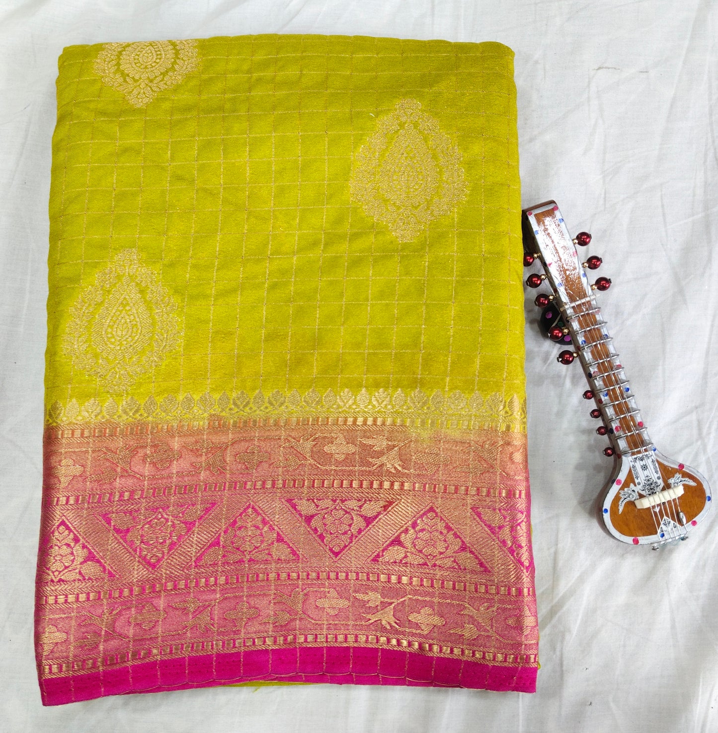 Semi Silk Crepe Saree with Elegant Zari Border | Festival Wear | Veena Silk