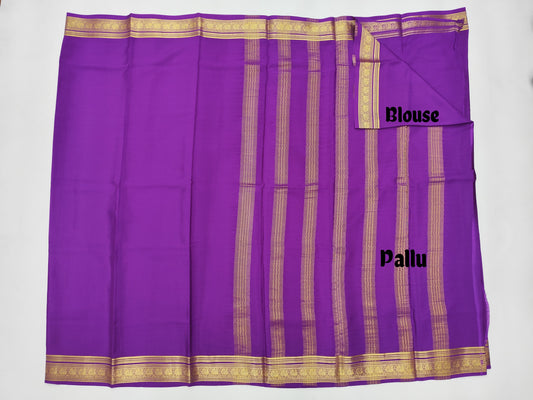 Pure Mysore Crepe Silk Saree with Elegant Zari Border – Veena Silk