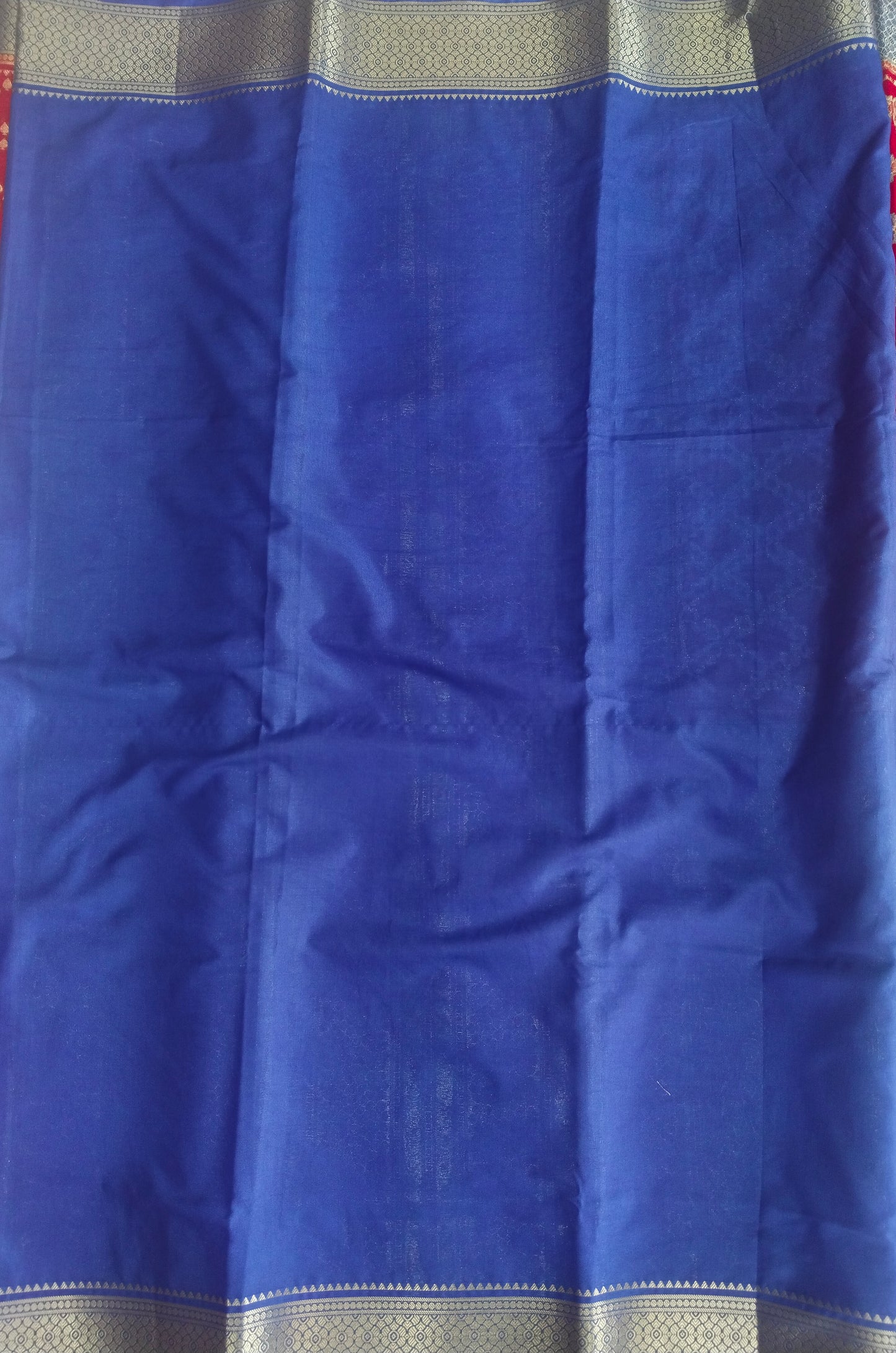 Semi Mysore Silk Crepe Saree with Long Broked Gold Zari Border & Rich Pallu-veena silk