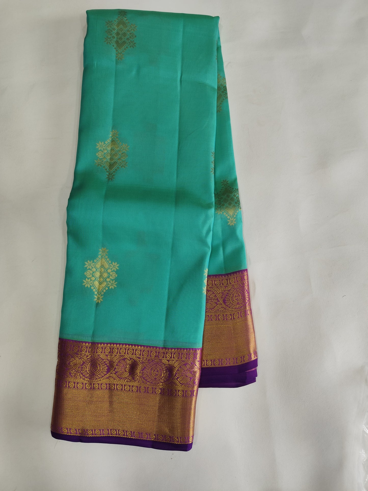 Kanchipuram 80% Silk Mix Saree with Gold Zari Border - Festive Elegance-veena silk
