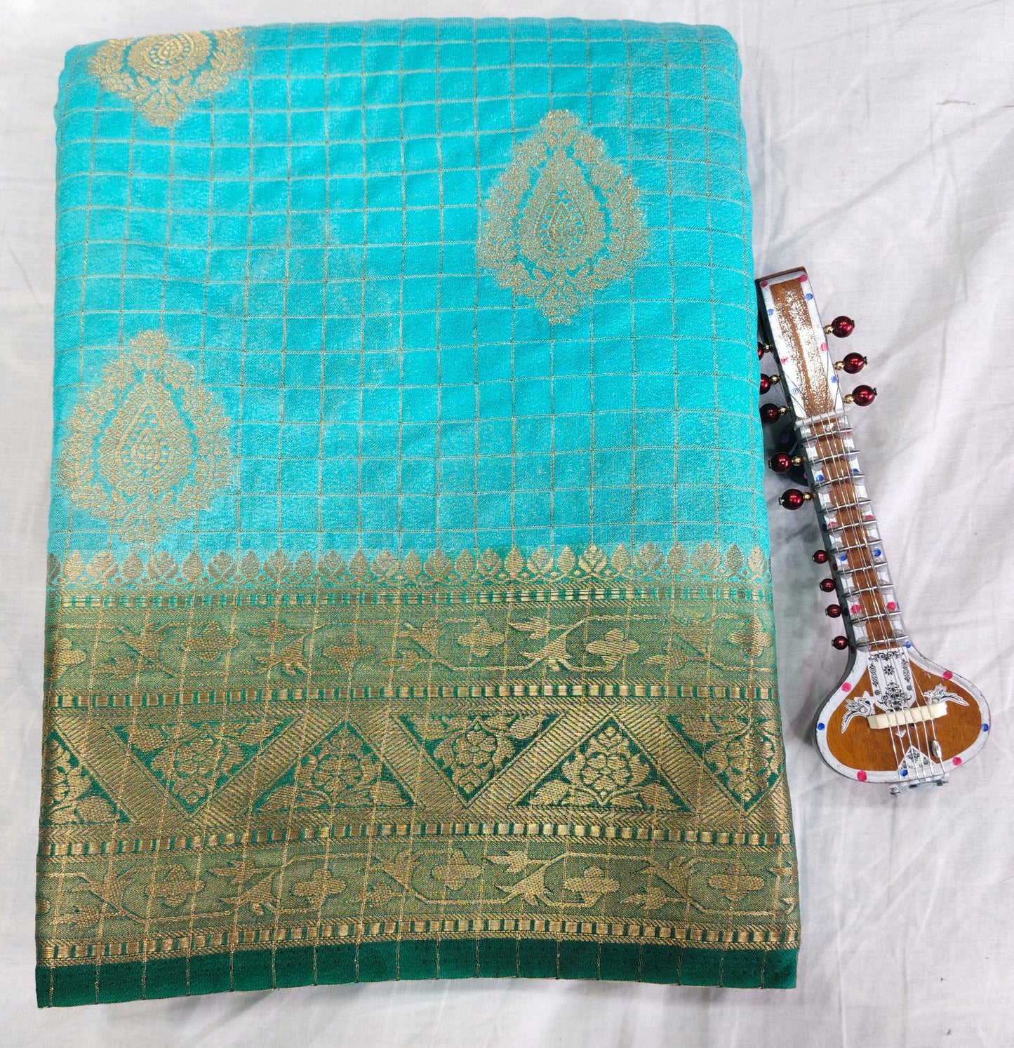 Semi Silk Crepe Saree with Elegant Zari Border | Festival Wear | Veena Silk