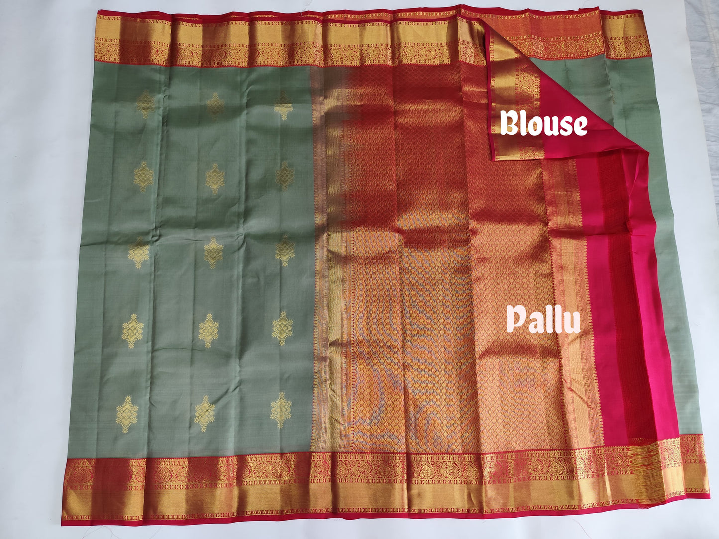 Kanchipuram 80% Silk Mix Saree with Gold Zari Border - Festive Elegance-veena silk