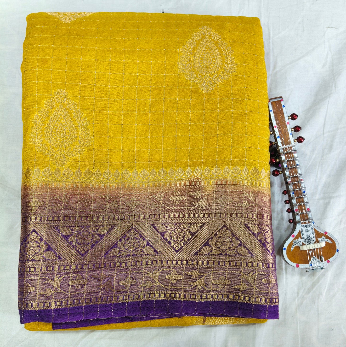 Semi Silk Crepe Saree with Elegant Zari Border | Festival Wear | Veena Silk