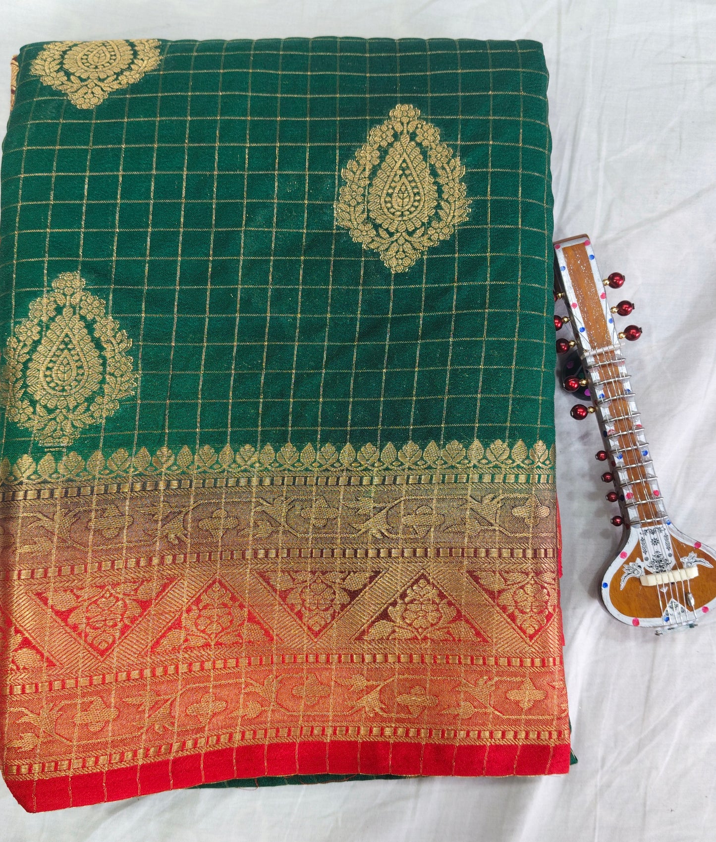 Semi Silk Crepe Saree with Elegant Zari Border | Festival Wear | Veena Silk